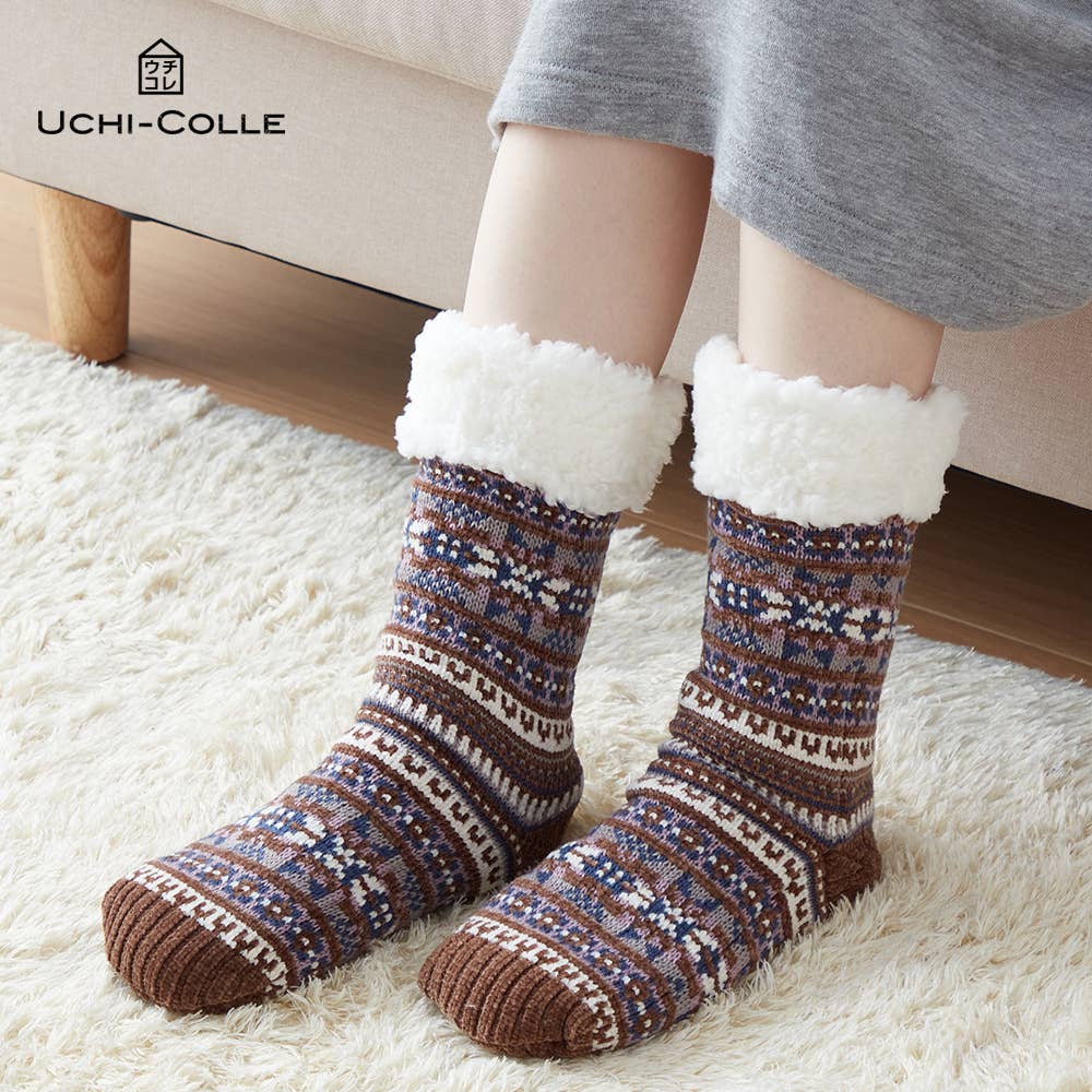 【裏ボア】フェアアイル柄ルームソックス【SALE】